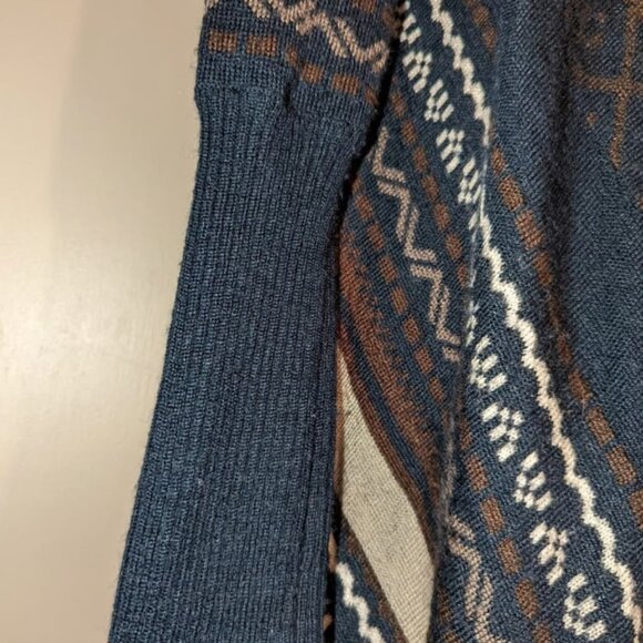 Romeo and Juliet Couture Wool Cardigan Brown Blue Cream Women's Medium - Picture 5 of 5